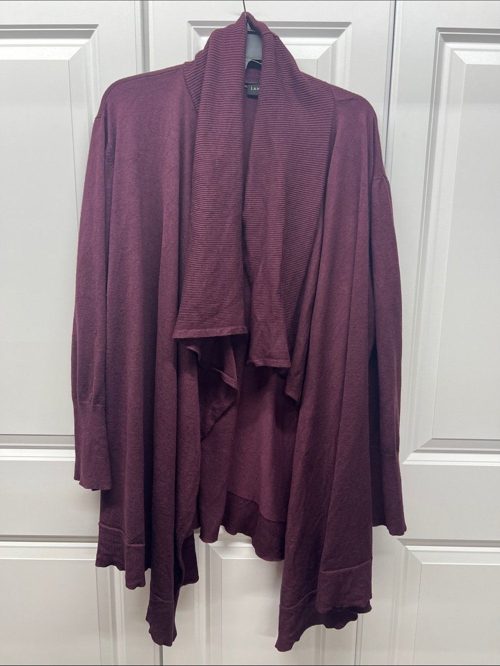 Lane Bryant Plum Burgundy Open Front Cascade Draped Cardigan Sweater - 22/24